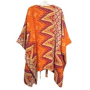 Kantha Colorful Kimono Jacket Robe Handmade in India One Size Fits S-3X